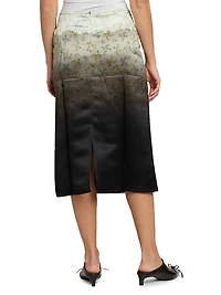 Floral Dip-Dye Midi-Skirt