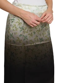 Floral Dip-Dye Midi-Skirt
