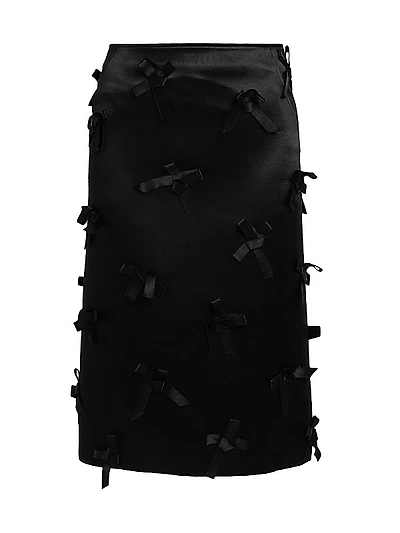 Bow Satin Midi-Skirt