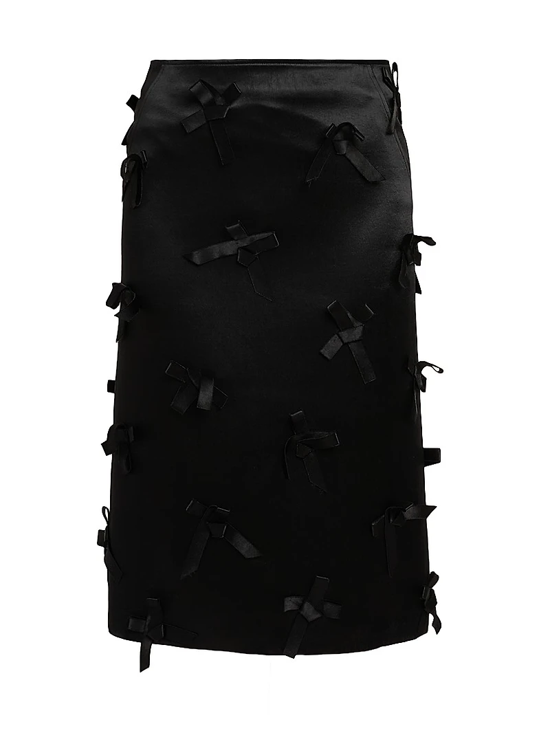 Bow Satin Midi-Skirt