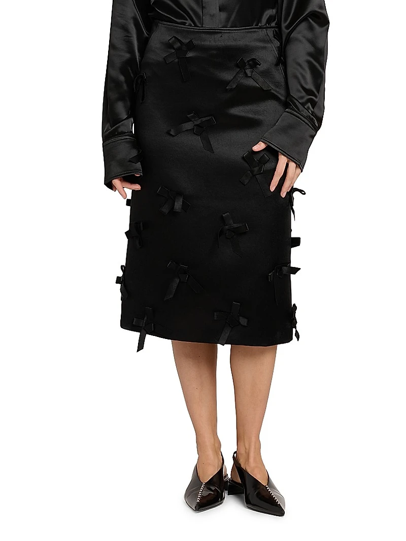 Bow Satin Midi-Skirt