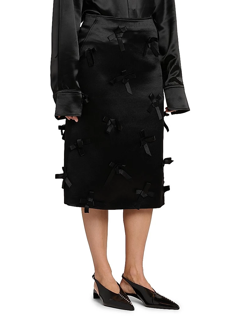 Bow Satin Midi-Skirt