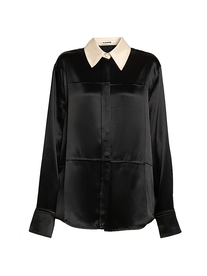 Satin Button-Front Shirt