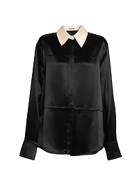 Satin Button-Front Shirt