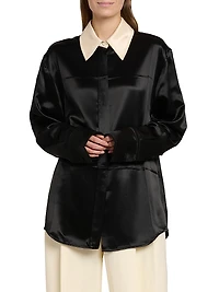 Satin Button-Front Shirt