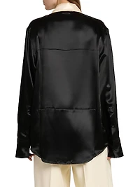 Satin Button-Front Shirt