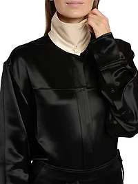 Satin Button-Front Shirt