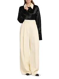 Satin Button-Front Shirt