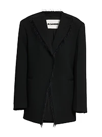 Fringe-Trim Virgin Wool-Blend Jacket