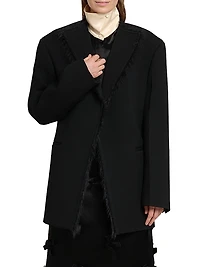 Fringe-Trim Virgin Wool-Blend Jacket