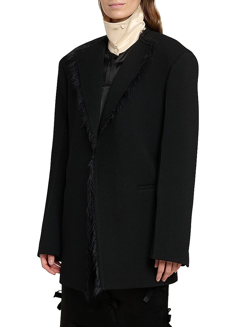 Fringe-Trim Virgin Wool-Blend Jacket
