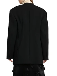 Fringe-Trim Virgin Wool-Blend Jacket