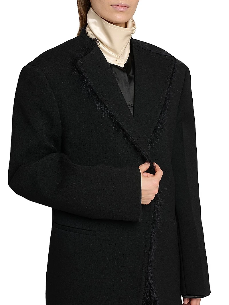 Fringe-Trim Virgin Wool-Blend Jacket