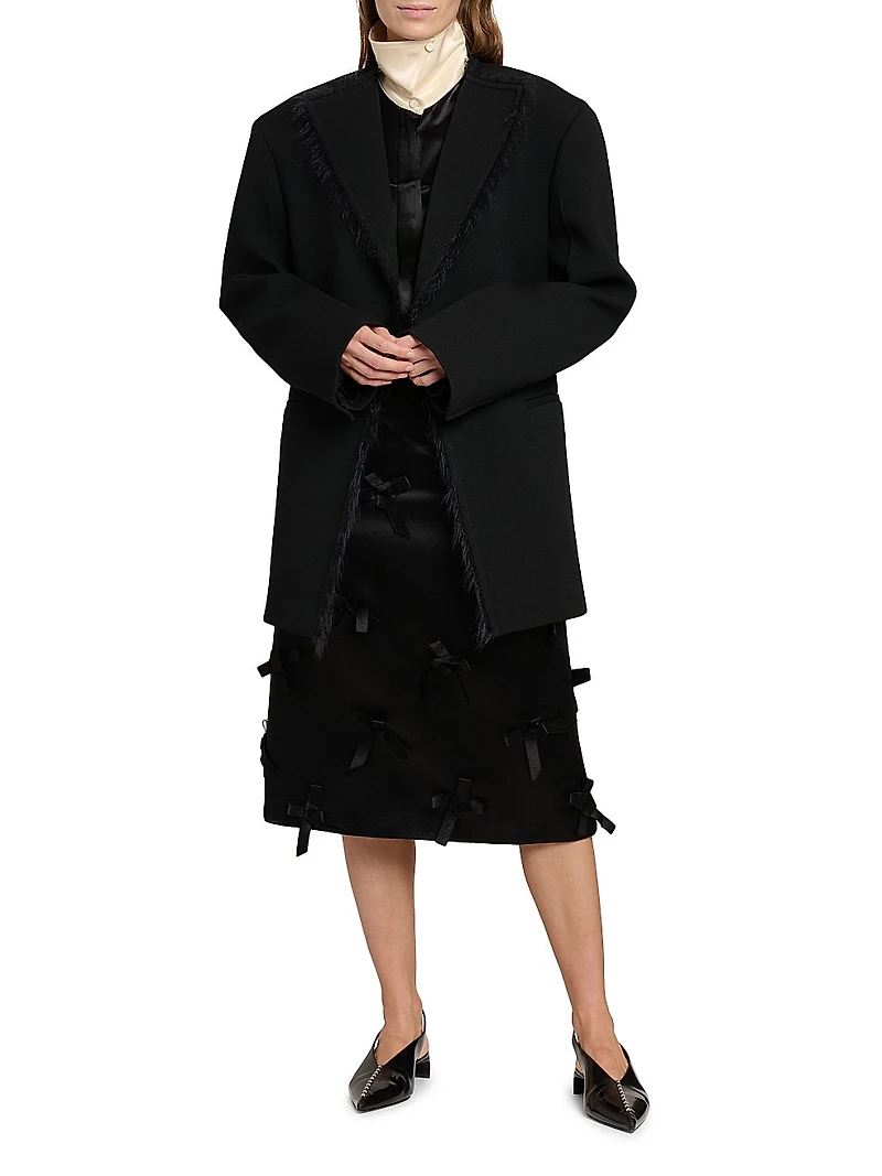 Fringe-Trim Virgin Wool-Blend Jacket