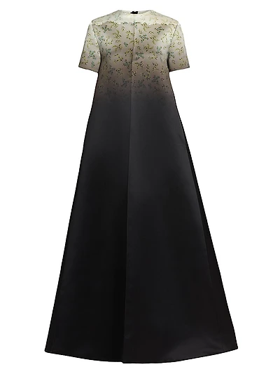 Floral Ombré Silk Gown