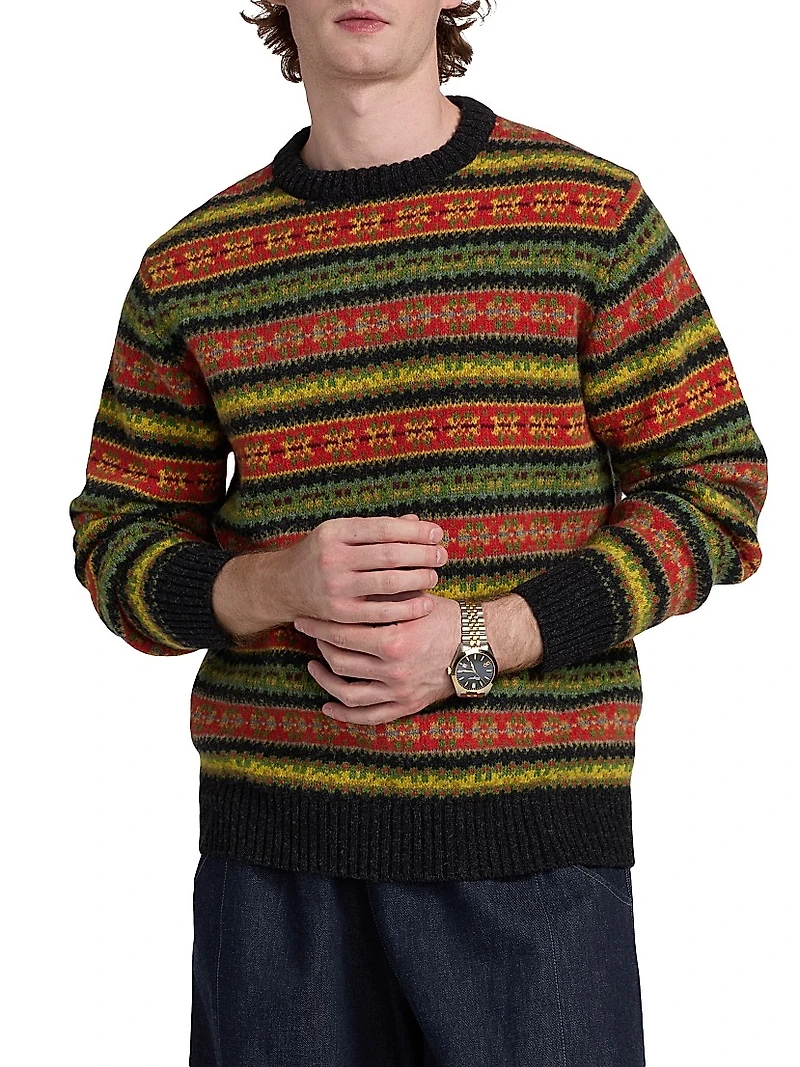 Fair Isle-Style Wool Crewneck Sweater