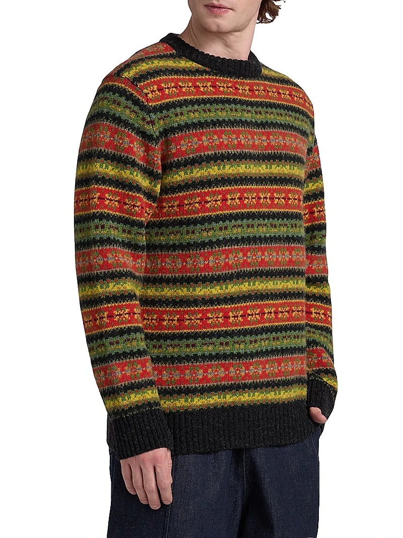 Fair Isle-Style Wool Crewneck Sweater