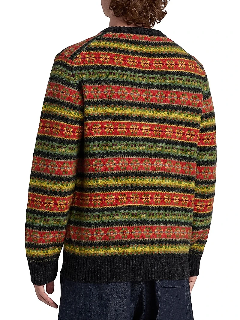 Fair Isle-Style Wool Crewneck Sweater