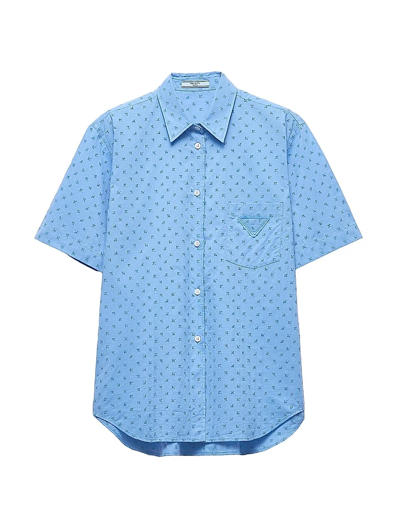 Short-Sleeved Eyelet Lace Shirt