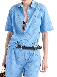 Short-Sleeved Eyelet Lace Shirt