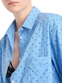 Short-Sleeved Eyelet Lace Shirt