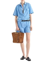 Short-Sleeved Eyelet Lace Shirt