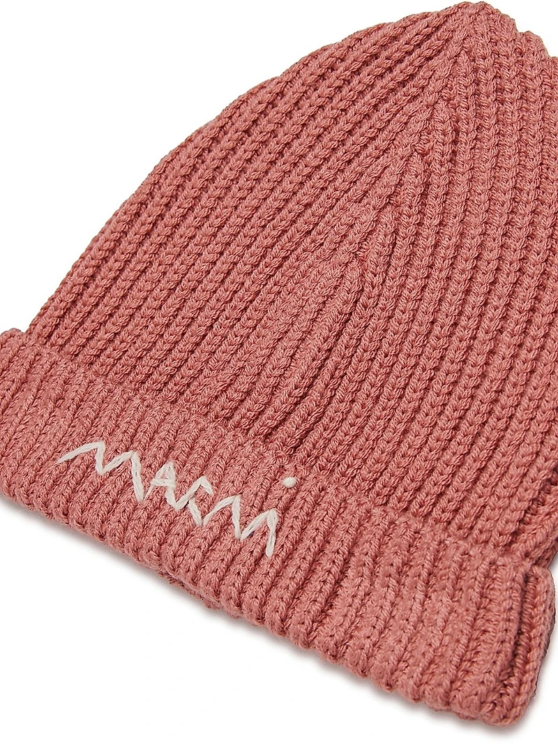 Kid's Ribbed Wool-Blend Beanie