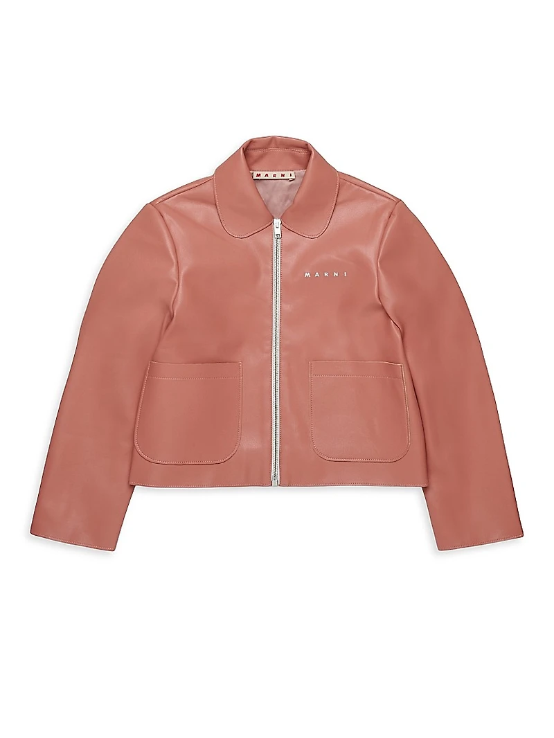 Little Girl's & Faux Leather Zip-Up Jacket