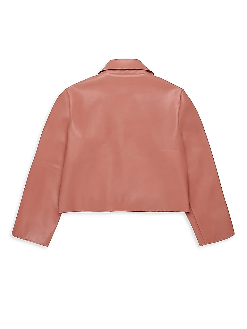 Little Girl's & Faux Leather Zip-Up Jacket