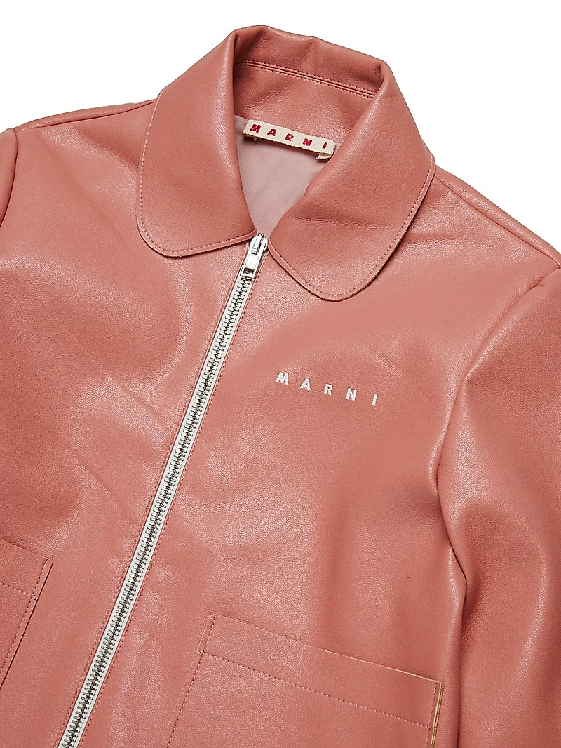 Little Girl's & Faux Leather Zip-Up Jacket