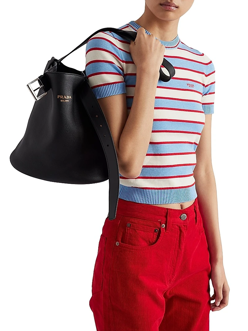 Striped Crew-Neck Cotton Sweater