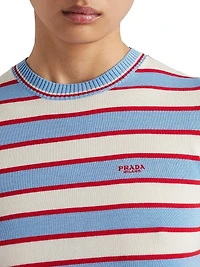 Striped Crew-Neck Cotton Sweater