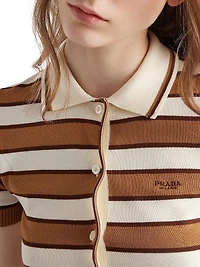 Short-Sleeved Striped Cotton Cardigan