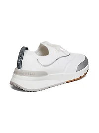 Leather-Trimmed Slip-On Sneakers