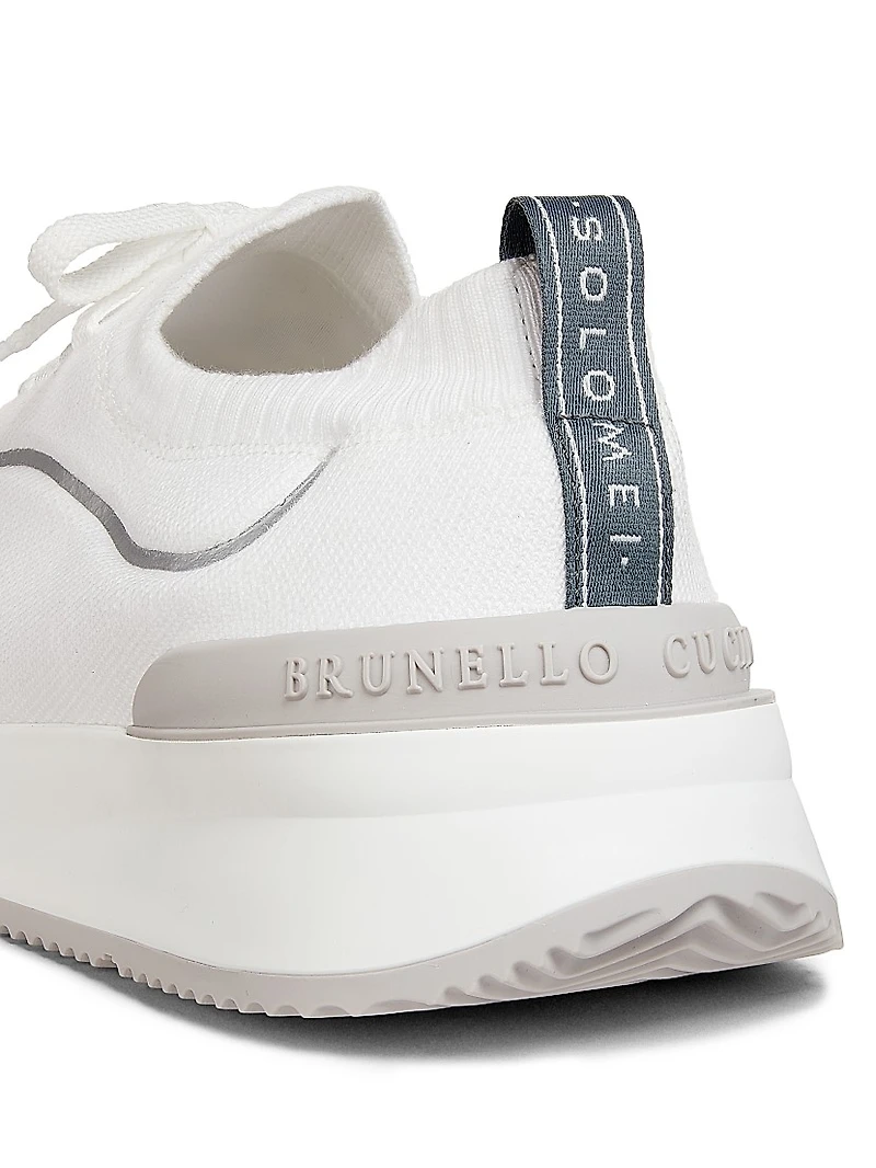 Leather-Trimmed Slip-On Sneakers