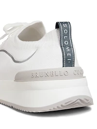 Leather-Trimmed Slip-On Sneakers