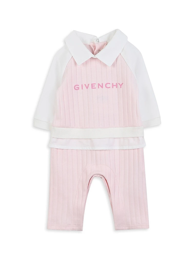 Baby Girl's Logo Ribbed Coveralls