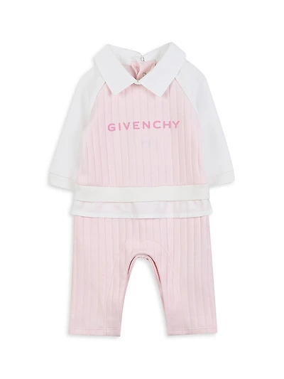 Baby Girl's Logo Ribbed Coveralls