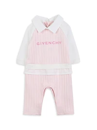 Baby Girl's Logo Ribbed Coveralls