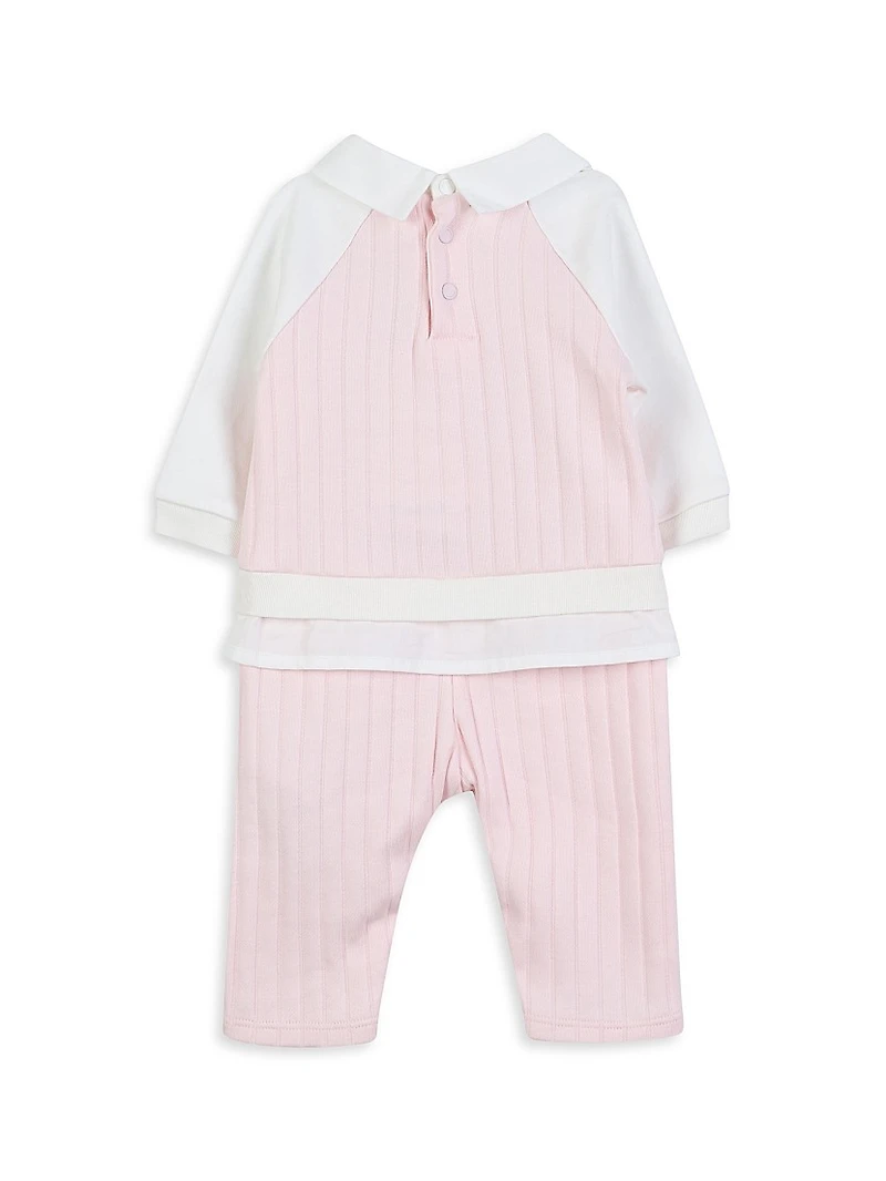 Baby Girl's Logo Ribbed Coveralls