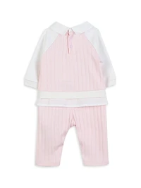 Baby Girl's Logo Ribbed Coveralls