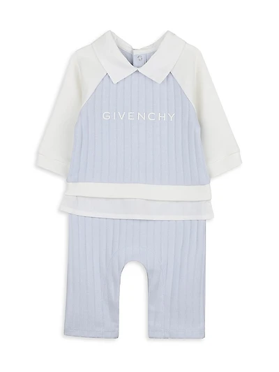 Baby Boy's 2-Piece Logo All-In-One Ribbed Coveralls