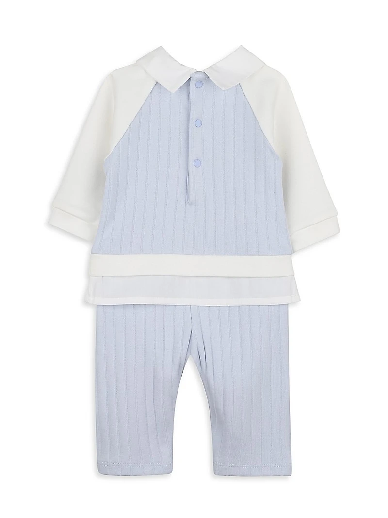 Baby Boy's 2-Piece Logo All-In-One Ribbed Coveralls