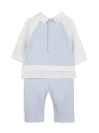 Baby Boy's 2-Piece Logo All-In-One Ribbed Coveralls