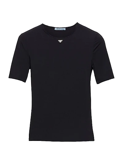 Short-Sleeved Stretch Fabric T-Shirt