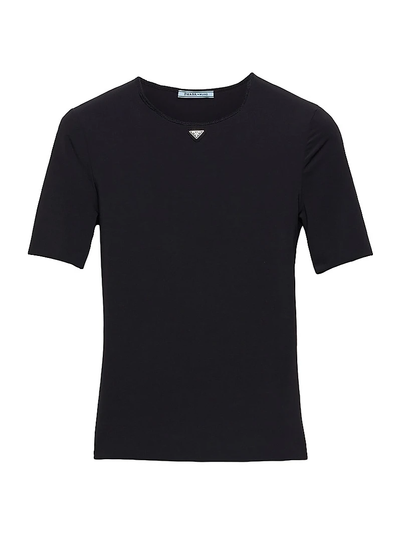Short-Sleeved Stretch Fabric T-Shirt