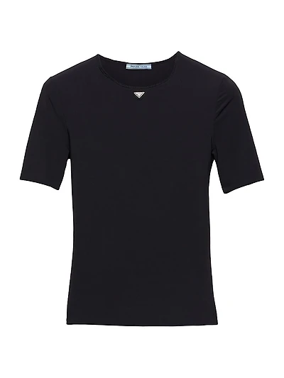 Short-Sleeved Stretch Fabric T-Shirt