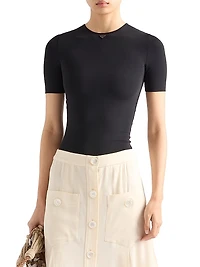 Short-Sleeved Stretch Fabric T-Shirt