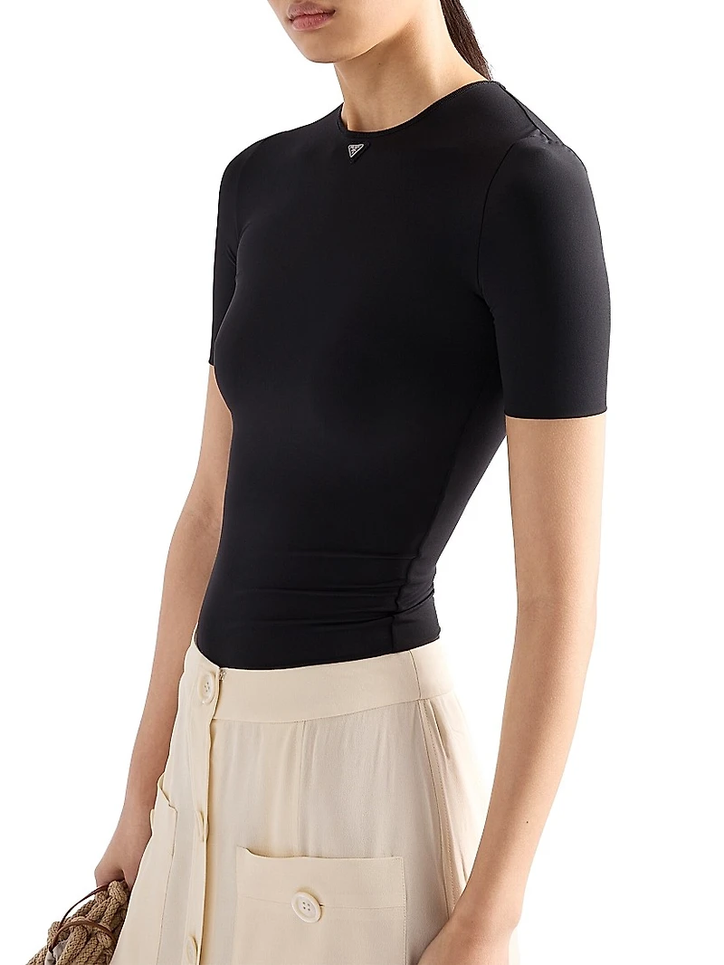 Short-Sleeved Stretch Fabric T-Shirt