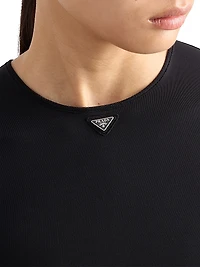 Short-Sleeved Stretch Fabric T-Shirt